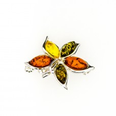 Silver brooche with Baltic amber