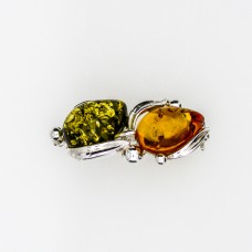 Silver brooche with Baltic amber